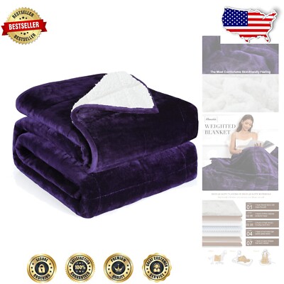 Fluffy Reversible Weighted Blanket Twin 48x72 - Soft Sherpa & Cozy Flannel-image