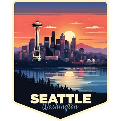 Seattle Washington Design A Souvenir Fridge Magnet 4-Inch-image