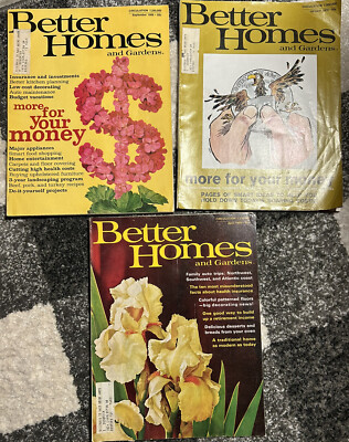 3 VINTAGE (2 1968 & 1 1970) Better Homes And Gardens Magazines, MCM Lot Ephemera-image
