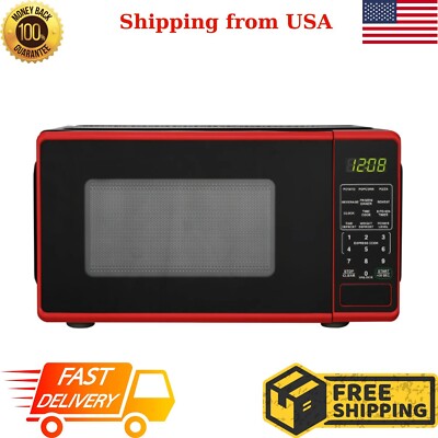 Mainstays 0.7 Cu ft Countertop Microwave Oven, 700 Watts, Red-image