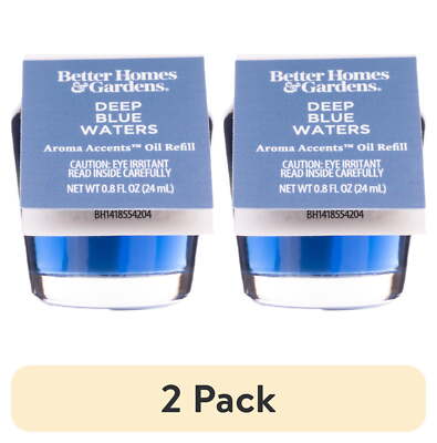 (2 pack) Better Homes & Gardens Aroma Accents Oil Refill 24 mL, Deep Blue Waters-image