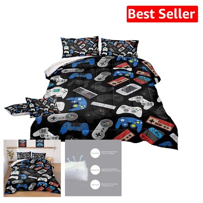 Cozy Full Size Comforter Set for Kids - Gaming Decor with Pillowcases Included-image