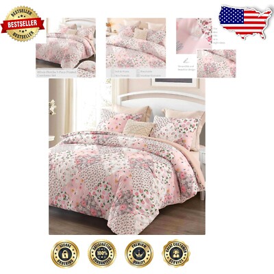 Cozy King Size Pink Patchwork Comforter Set – Lightweight & Year-Round Comfort-image