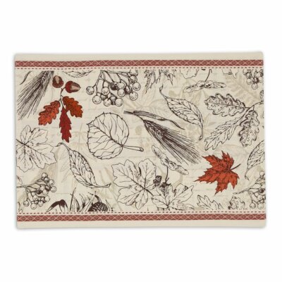 Rectangular Cotton Table Placemat Fall Leaves & Acorns 13x19 from Design Imports-image