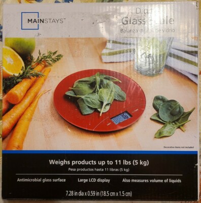 Mainstays Round Digital Glass Scale - Red (Up to 11lbs)-image