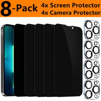 For iPhone 16 15 14 13 12 Pro Max Privacy Tempered Glass Screen Camera Protector-image