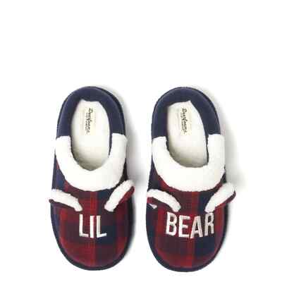Dearfoams Cozy Comfort Unisex Lil Bear Plaid Clog Slippers(2-3)-image