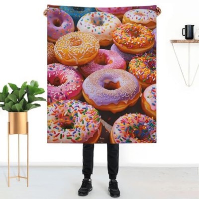 Colorful Donuts Flannel Blanket 60