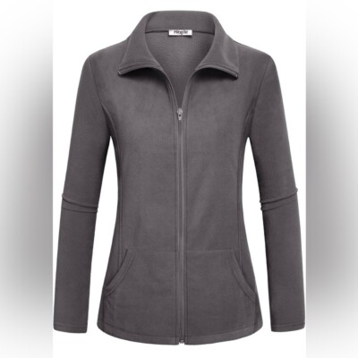 Cozy Chic! Hibelle Grey Fleece Zip-Up Jacket - XL-image