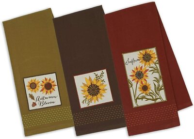 Design Imports 91523 Rustic Sunflower Embellished Dishtowels (Set Of 3)-image