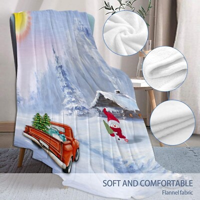 Akshobhya Snowman and Vintage Red Truck Christmas Blanket Soft Cozy Lightweight-image
