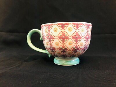 Layla Tile Pier 1 Imports Mug - Hand Painted Stoneware - Embossed Floral Design-image