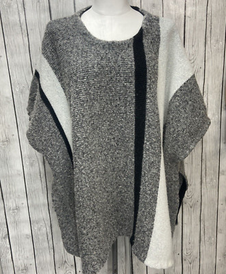 Loft Poncho Mohair Laine  Gray L/ XL Cozy Comfort Stylish-image