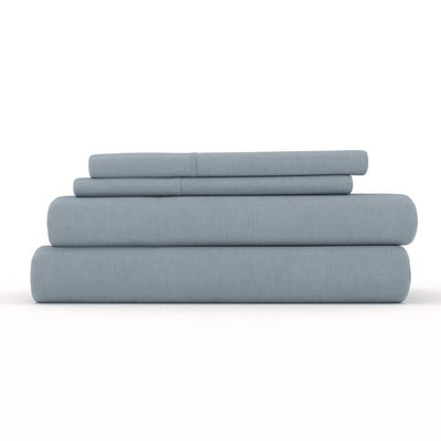 Becky Cameron 4-Piece Light Blue Solid Linen and Rayon from Bamboo Blend King-image