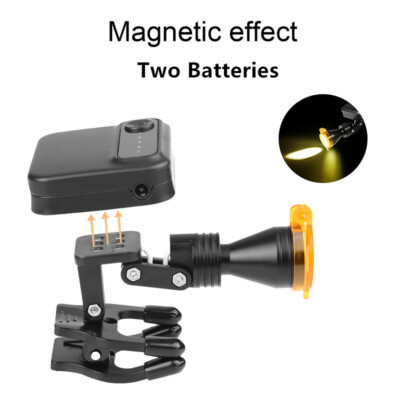 5W LED Wireless Dental Medical Clip-on Head Light 2 Batteries Optical Filter USA-image