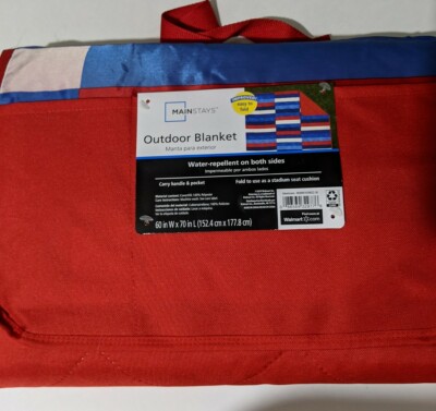 Mainstays Patriotic Red White Blue Outdoor Blanket/ Stadium Seat Water Repellant-image