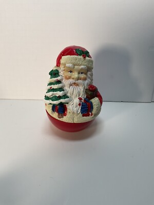 Vintage Christmas Roly-poly Santa Claus Wind up Music Box  Christmas Tree Gifts-image