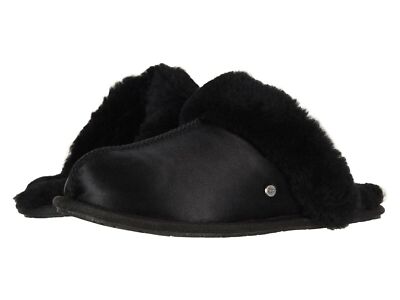 UGG Scuffette II Satin Slippers Slip On Cozy Comfort Home Sheepskin Black Size 7-image