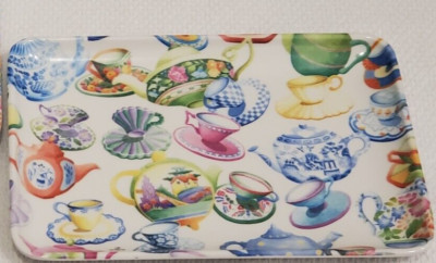 NEW Design Imports LTD -  Teapots/Tea Cups Melamine Tray 6x4, Italy-image