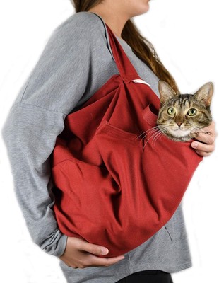 Cozy Comfort Carrier,Large Red Cat Carrier and Restraint Bag for Nail Trimming-image