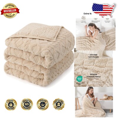 Stylish Jacquard Sherpa Weighted Blanket (10lbs Twin Size) for Cozy Relaxation-image