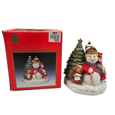 Vintage Share The Joy Christmas Holiday Tree Musical Carolers Wind Up Porcelain-image