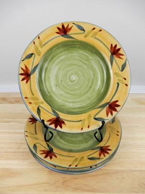 Pier 1 Elizabeth Salad Dessert Plates Handpainted Stoneware 8 1/4