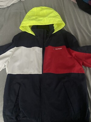 Tommy Hilfiger Spell Out Big Flag Logo Reversible Jacket Coat Men's L Vintage-image