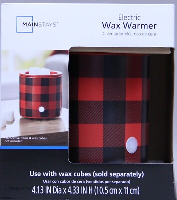 Mainstays Christmas Red & Black Plaid Electric Wax Warmer NIB-image