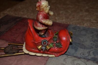 Vintage Christmas Blow Mold Santa Claus Wind Chime Holly & Berries Hong Kong MCM-image