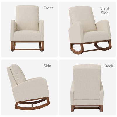Cozy Modern Nursery Rocking Recliner Chair Plush Upholstered Comfort-image