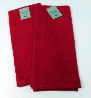 2 Red Dish Towels Dish Towels Cotton NWT 14 x 28 Each Set-image