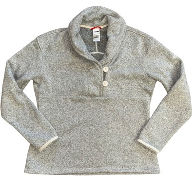 The North Face Button Gray Pullover Sweater Women’s L Cozy Casual Comfort Jacket-image