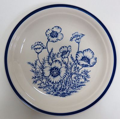 TUNDRA IMPORTS Stoneware Cream with Blue Flowers & Blue Trim Salad Plate-image