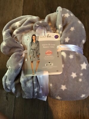 Just Be You~Women’s Grey Warm Cozy Fleece Robe One Sz Fits Most Comes W/Eye-mask-image