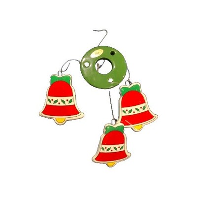 RUSS Miniature HOLIDAY WIND CHIME Porcelain CHRISTMAS BELLS Vintage  Red Green-image
