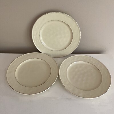 3 Pier 1 Martillo Grass Ivory  Salad breakfast Plate 8.3/4” set of 3  plates-image