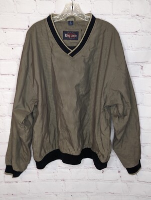 Vtg 90's King Louie Men's Golf WindBreakee Pullover V-Neck Pockets Size L-image
