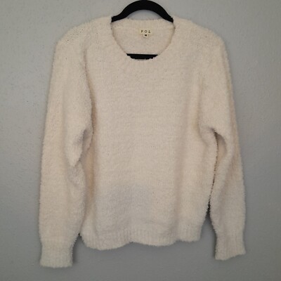 POL Chenille Shabby Chic Soft Cozy Ivory Sweatshirt Pullover Size M-image