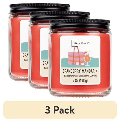 (3 pack) Mainstays Cranberry Mandarin Scented Single-Wick Twist Jar Candle, 7 oz-image