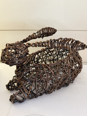 Pier 1 Imports Woven Grapevine Easter Bunny Rabbit Basket Spring Decor Multi Use-image