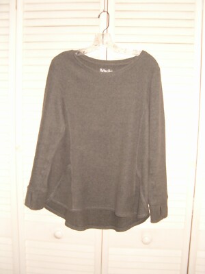 SOFT & COZY GRAY HI LO FLEECE TUNIC TOP WITH THUMBHOLE SIZE MEDIUM-image