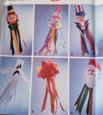 Uncut Vintage Simplicity 8156 Craft Sewing Pattern Wind Socks Holidays Garden-image