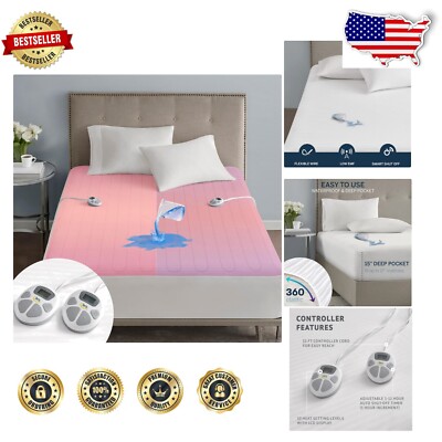 Machine Washable Waterproof Heated Mattress Pad - 10 Settings for Cozy Comfort-image