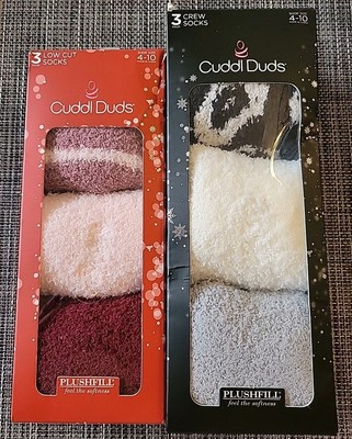 Cuddl Duds Fuzzy Crew & Low Socks 2-3pks Gift Box Lounge Multi Fuzzy Plush -image
