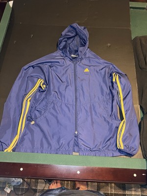 VINTAGE Y2K ADIDAS WIND BREAKER JACKET MENS L LARGE BLUE YELLOW 3 STRIPES-image