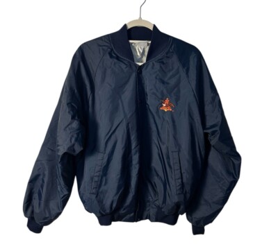VTG  Anheuser-Busch Bomber Jacket Navy Blue  Lined Adult Large Embroidery Logo-image