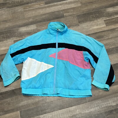 Vintage Puma Jacket Men's L Blue Colorblock Tracksuit Wind 90s Retro Rad *FLAWS*-image