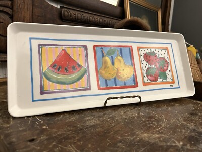 Vintage Rectangular Sandwich Tray-Summer Fruit-Made In Italy -image
