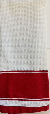 MAINSTAYS WAFFLE RED TRIM KITCHEN TOWELS 14 1/2